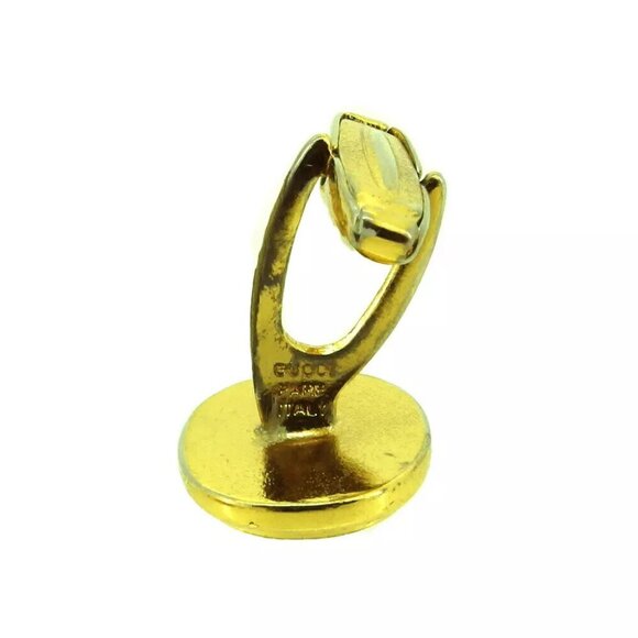 GUCCI Cuffs Double G Bordeaux Gold & Silver Bracket Authentic USED T20613 authen - Picture 14 of 16